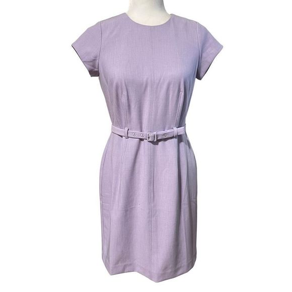 Ann Taylor Dresses & Skirts - Ann Taylor NWT Women's Lavender Belted Short-SLeeve Sheath Dress Size 4